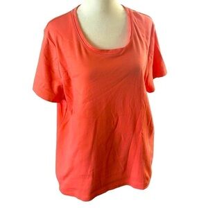 White Stag Cotton Tee Women XL Orange Scoop Neck  Short Sleeve